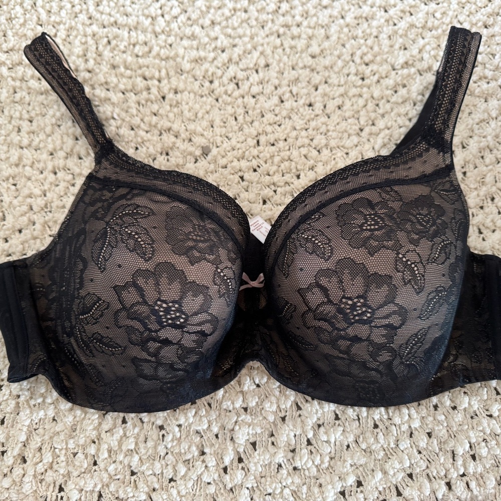 Cacique Black Floral Lace Bra